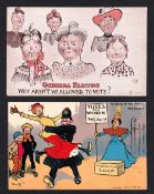 Postcards, Suffragettes, Comedy, Tom Browne (1), Walter Wellman USA (2), GF Christie (1). One with