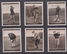 Cigarette cards, Churchman Famous Golfers 2nd Series large size (set 12 cards) including Tom