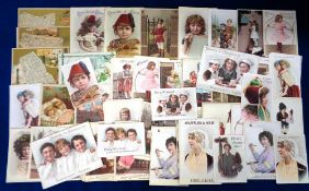 Trade cards, selection of approx. 60 Continental trade cards, all early, non insert, large size