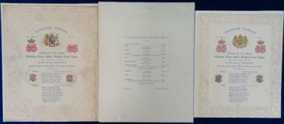 Ephemera, Victorian Royal programmes, 2 dated 21st May 1867, printed on embossed lace paper with