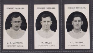 Cigarette cards, Taddy, Prominent Footballers (No Footnote), Devonport Albion, three cards, J.C.