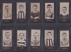 Cigarette cards, F & J Smith Footballers 1909 Cup Tie backs, 51 cards (brown foxing marks on