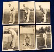 Cigarette cards, Phillips, Cricketers (Premium Issue), 'P' size, six cards, 1c T.J.E. Andrews