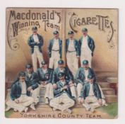Cigarette card, Macdonald's, Yorkshire County Team (Cricket), 'L' size, single card issue (front
