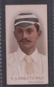 Cigarette cards, Cricket, Wills 1896 Cricketers, type card, K S Ranjitsinhji Sussex (gd)