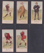 Cigarette cards, Cope's Golfers, 5 cards, nos.39 & 41 (both heavy staining), 17 & 28 (both fair) &