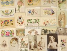 Postcards, Greetings, approx. 1500 assorted greetings cards to include silks, portraits, comic,