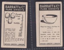 Trade cards, Barratt's, Tricks, ref HB79, two cards, 'Guessing Value of Three Dice' & 'Plunge Your