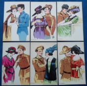 Postcards, Glamour, a set of 6 S. Rack cards 'Flirts Allies' (gd/vg)