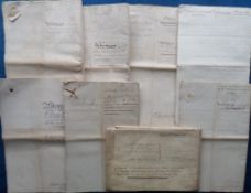Documents, Carbrooke, Norfolk, 8 documents 1823-1900 inc. 7 abstracts of title detailing owners