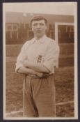 Steve Bloomer, Derby County & England, a b/w photographic postcard showing three quarter length