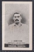 Cigarette card, Cohen, Weenen & Co, Heroes of Sport, Football, type card, J Jamieson, Sheffield Weds