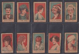 Trade cards, USA, Anon (Strip Cards, 1920's), Movie Stars, two sets of ten cards, first set, no