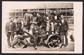 Postcard, Social History, RP, Peterborough, group of builders with chain driven roller, unusual (