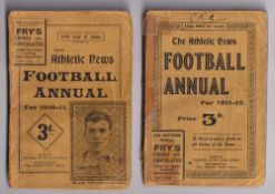 Athletic News Football Annuals, two editions, 1910-11 (some wear, gen gd) & 1911-12 (taped spine, no