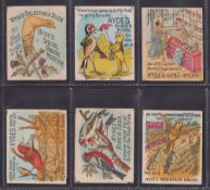Trade cards, Hydes Bird Seeds, 6 Hyde's Cartoons Advert Cards. 1 card with Shell Gravel Back Trade