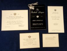 The Football League, 75th Anniversary Dinner 1888-1963, including Invitation Card & Ticket, Table