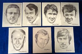 Trade issues, Football Supporter Magazine, (set, 7 sheets) A4 size artist-drawn portraits, Bobby