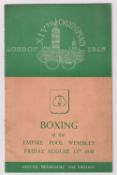 Boxing programme, London Olympics 1948, Finals programme dated 13 August 1948, winners include