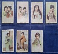 Cigarette cards, Wills Japanese Series, 7 cards (all with faults, fair)