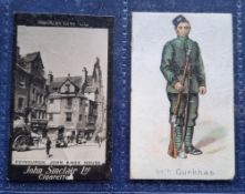 Cigarette cards, 2 type cards Harvey & Davy Colonial Troops (slight trim), John Sinclair Northern