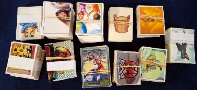 Trade stickers, 11 part or near sticker sets issued by Panini, 8 series missing just a few stickers,