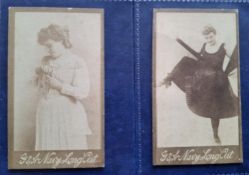 Cigarette cards USA Gail & Ax, 2 XL size type cards Beauties Photographic issue (Navy Tobacco