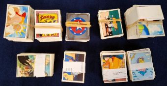 Trade stickers, 9 part sets issued by Panini, 2 series approx. 2/3 complete Dandy / Beano & WWF
