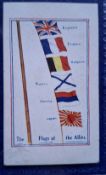 Trade card, Wakeford Umbrella Repairs Army Pictures, Cartoons etc, type card Flags of the Allies (