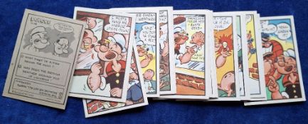 Trade cards, Chix Popeye series (XL size), 18 cards numbers 1 3 4 7 11 14 16 18 22 23 33 34 38 41 43