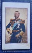 Cigarette card, W Pepperdy Army Pictures, Cartoons etc, type card HM Kind George (slight paper