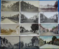 Postcards, Berkshire, a selection of 12 cards of Theale with RPs of High St (Collier), church and