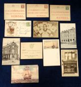 Tobacco advertising, selection of 11 postcards & representatives cards including three different