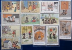 Postcards, Comic, a selection of 13 cards of black comic humour, all illustrated by F.G Lewin.