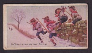 Cigarette card, USA, Reed Tobacco Co, Boy Scout Pictures, type card, no 5, Tracking in the Snow (