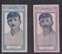 Cigarette card, Wills (Australia), Cricketers Series, two cards, both C.B. Fry, England, both Grey