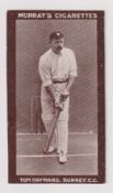 Cigarette card, Murray's, Cricketers (Series H, Brown front), type card, Tom Hayward, Surrey CC (gd)