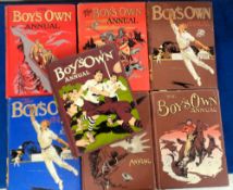 Boy's Own Annual, 6 hard back volumes with superbly illustrated covers dated 1901/02, 1902/03,