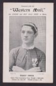 Trade card, Western Mail, large b/w Giant Postcard showing Dicky Owen, Captain of Welsh Rugby