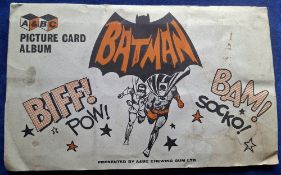 Trade cards, A&BC, Gum Batman Pink backs (set 55 cards) stuck down in scarce special printed