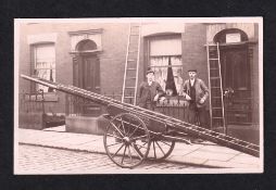 Postcard, Social History, RP, W.E. Shackleton, Window Cleaner 71 High St., with cart outside his
