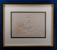 Ephemera, Duke of Wellington, a rare blind embossed cream card with a portrait of the Duke of
