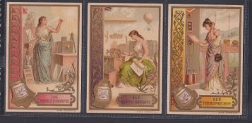Trade cards, Liebig, two German edition sets, Inventions of the Nineteenth Century, ref. S320 and