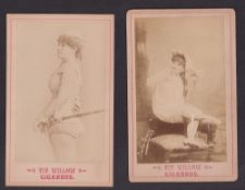 Cigarette cards, USA, Tit Willow Cigarros, Actresses, 'XL' size, 168mm x 104mm, two cards, Gertie