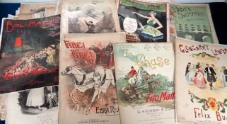 Sheet Music, Victorian sheet music, 100 decorative items, some from The Musical Bouquet. Subjects