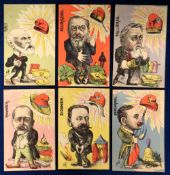 Postcards, Political, French early caricatures, Doumer, Rouvier, Fallieres, Bourgeois, Ribot,