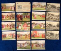 Postcards, Historical Pageants, 33 cards to include 19 from the Warwick Pageant 1906 by Water Colour