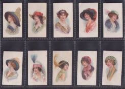Trade cards, Barratt's, Beauties - Picture Hats, Black printing on dark grey board, 10 different