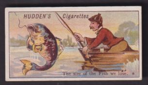 Cigarette card, Hudden's, Comic Phrases, type card, 'The size of the fish we lose' (vg) (1)