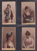Cigarette cards, USA, Buchner, Actresses (Printed blue back), 'X' size, ref. N280, 4 cards, pictures